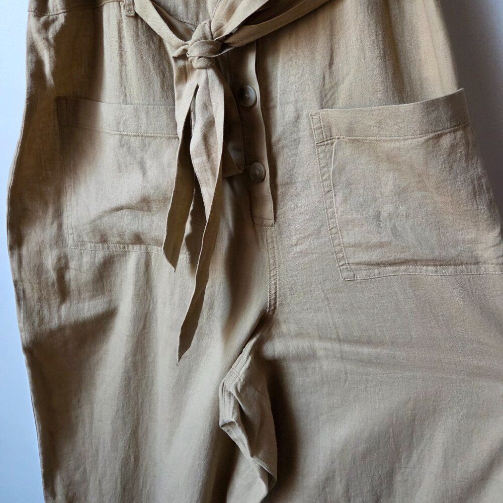 NWT AMERICAN EAGLE TAN LINEN BLEND BUTTONED JUMPSUIT SIZE M - Picture 7 of 16